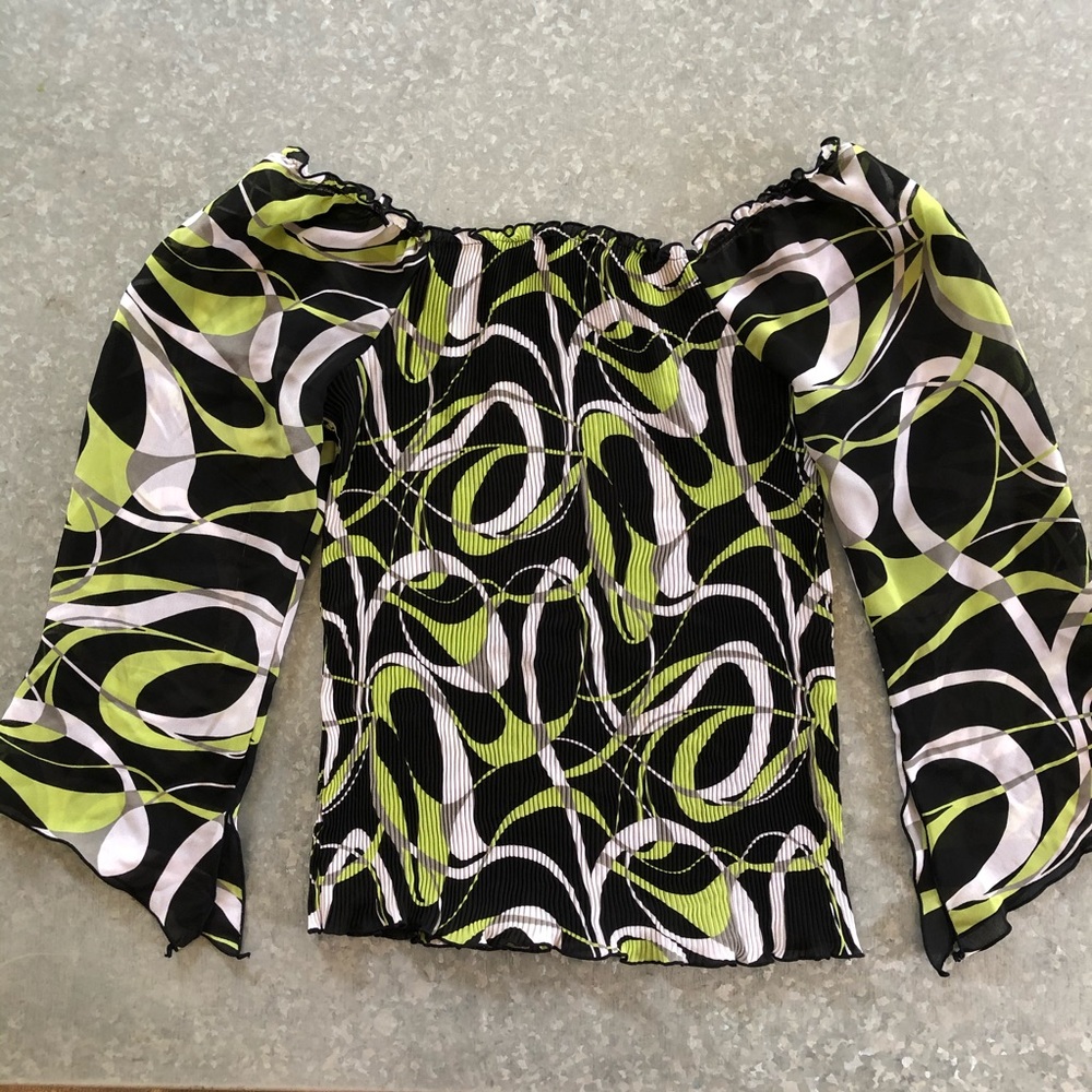 Ribbon Design Polyester Top by Blue Diamond SZ M